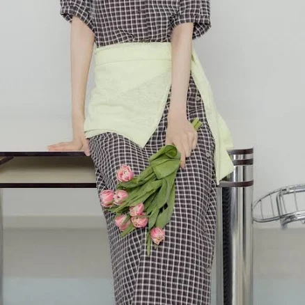 JJ JIGOTT Belted Check Wrap H-Line Skirt
