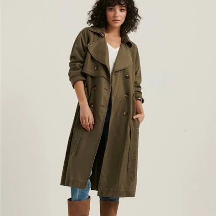 Lucky Brand Women's Relaxed Double Breasted Canvas Trench Coat