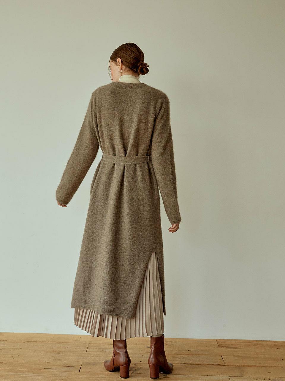 Daily Long Knit Cardigan Brown