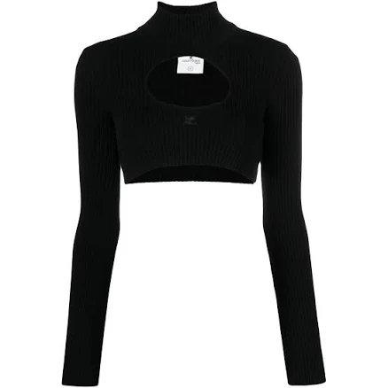 Circle Mockneck Cropped Sweater - Black - L - Courrèges