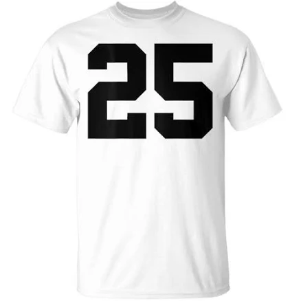 Number 25 Print On Back Only Cotton Team Jersey T Shirt