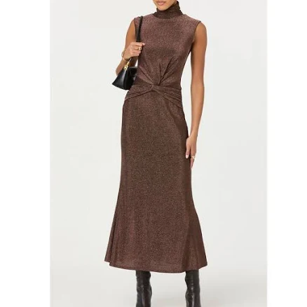 Astr The Label Riana Sleeveless Turtleneck Twist Front Maxi Dress