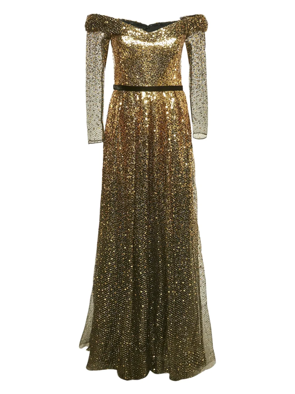 Off-the-shoulder Sequin Gown