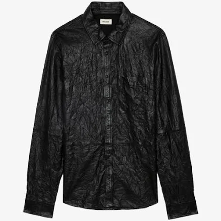 Zadig&Voltaire Serge Crinkled Leather Shirt for Men