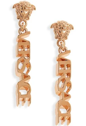 Versace Logo Drop Earrings