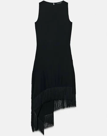 Zara Asymmetric Fringed Dress