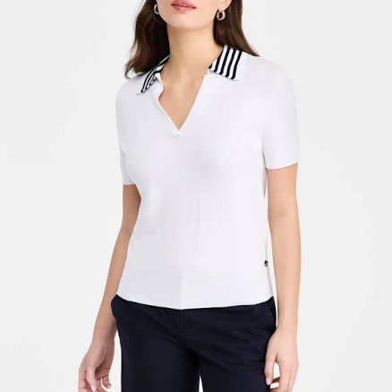 Nautica Women's Striped Johnny-Collar Sweater
