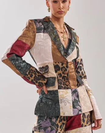 AKIRA Made You Look Patchwork Blazer