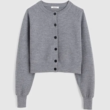Madewell Women's Raglan-Sleeve Cropped Merino Wool Cardigan
