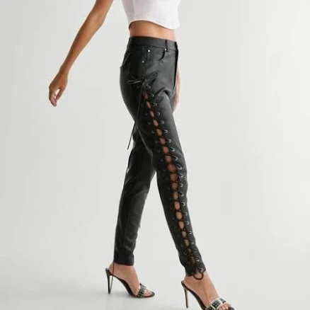 Nasty Gal Women's Eyelet Faux Leather Trousers