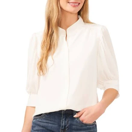 CeCe Women's Puff Sleeve Button-Up Shirt