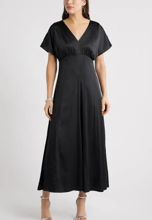 Chelsea28 Seamed Stretch Satin Maxi Dress