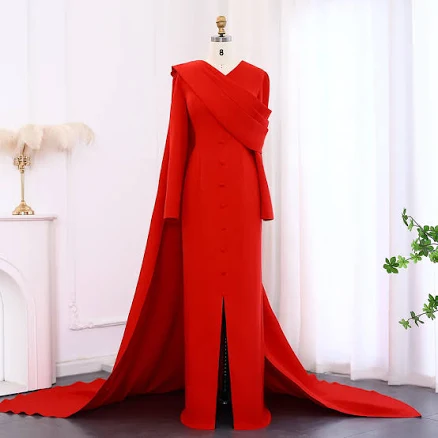 Arabic Black One Shoulder Mermaid Luxury Evening Dress with Cape Sleeve Elegant Dubai Women Wedding Party Gown 389