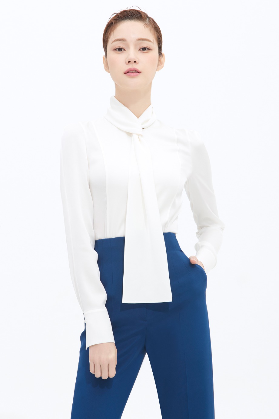 Silk Shawl Tie Blouse
