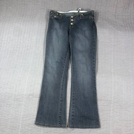 Vintage Y2k Forever 21 Jeans Women 9 Blue Denim Flare Button Stretch