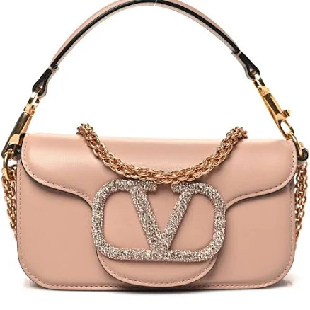 Valentino Garavani Womens Locò Small Leather Shoulder Bag