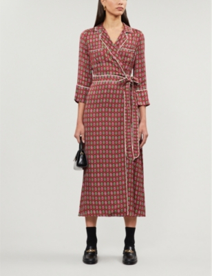 Role Paisley-print Satin Midi Wrap Dress