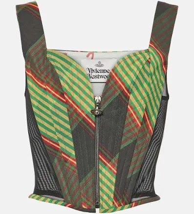 Vivienne Westwood, Classic tartan cotton and linen corset, Women, Multicolor, US 0, Tops