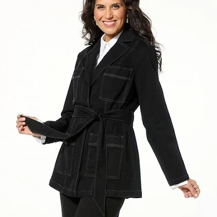 MarlaWynne WynneDenim Belted Stretch Denim Jacket