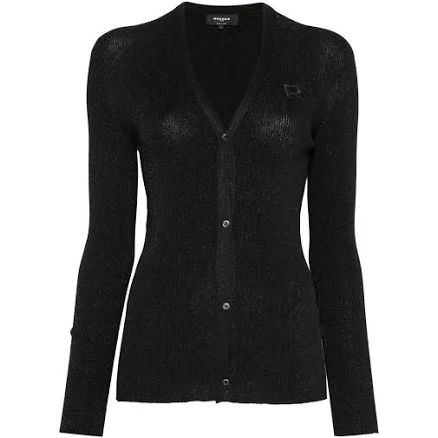 Rochas - logo-appliqué cardigan - women - Viscose/Fabric - L - Black