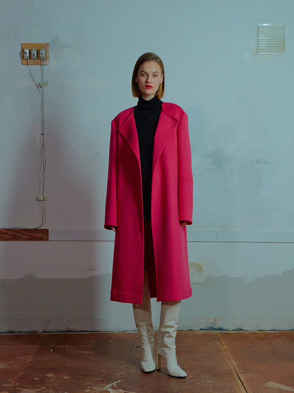 Non-collar Open Coat