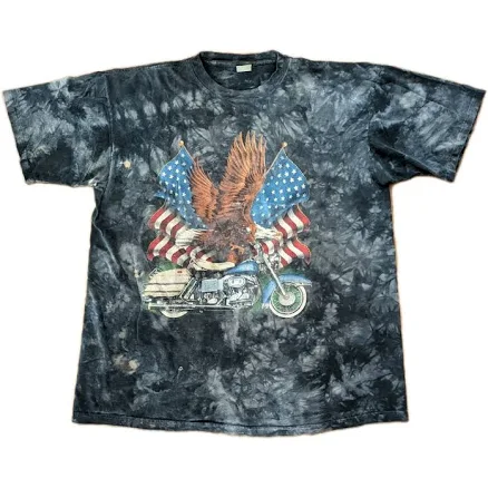 American Eagle Harley Davidson Motorcycle Tie Dye Bleached Shirt Xl