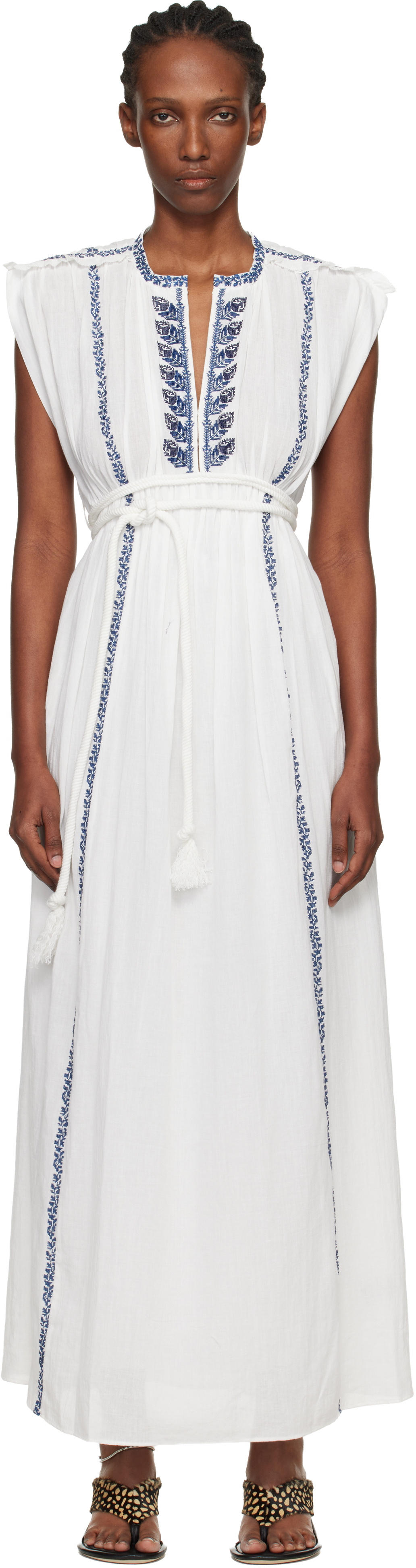 White Liviane Summer Embroidered Long Dress