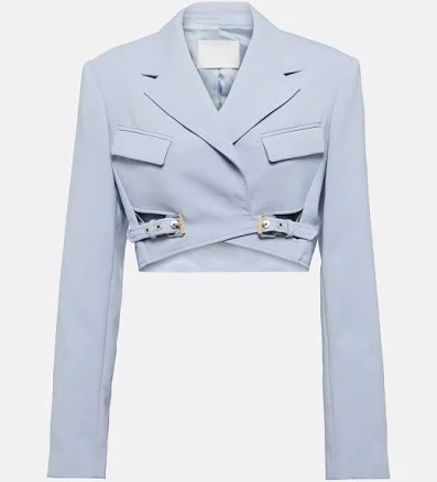 Dion Lee, Cropped wool-blend blazer, Women, Grey, US 0, Jackets, Materialmix