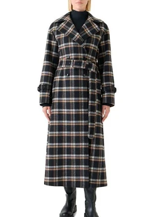 Akris Women's Plaid Double Face Wool Blend Trench Coat