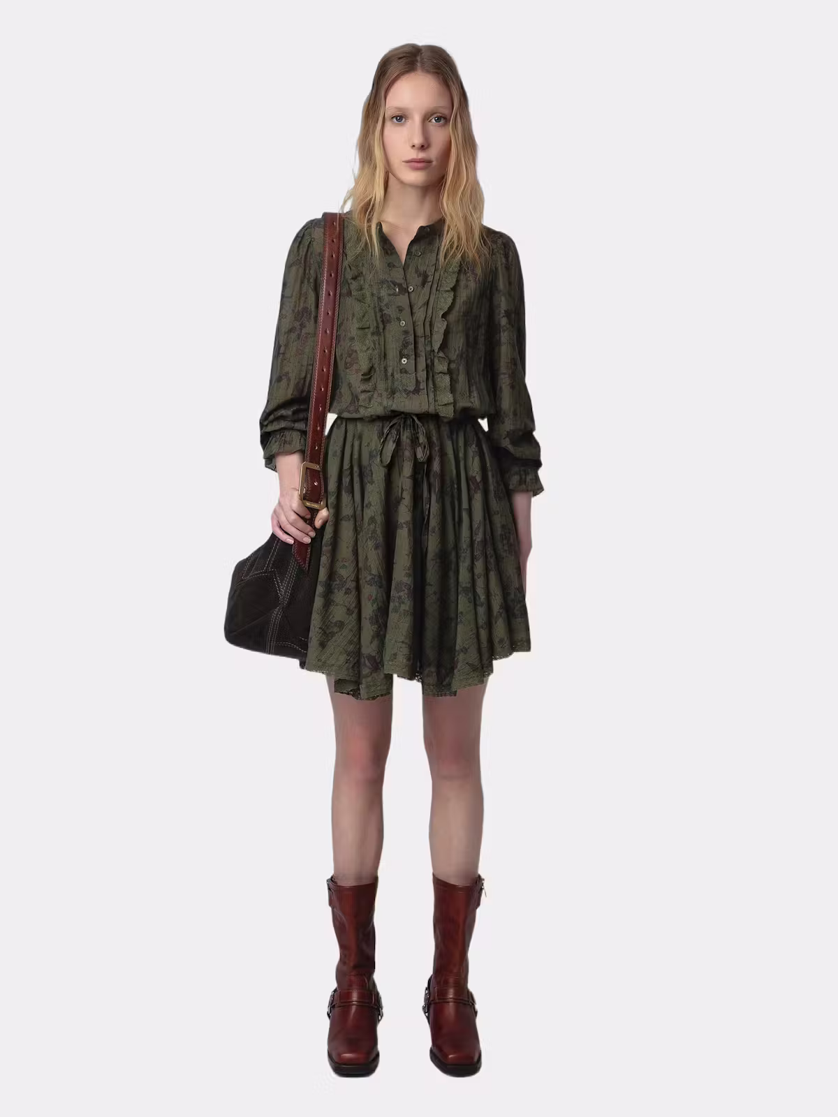 Ranili Satin Pleated Mini Dress