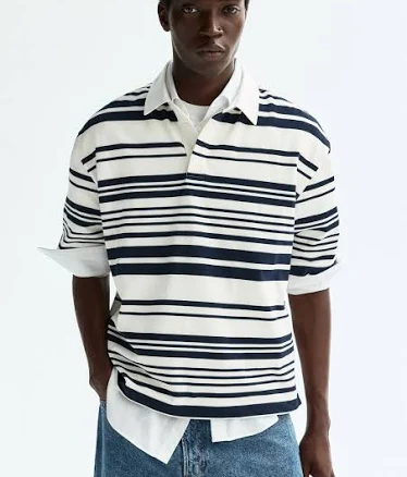 H&M Men's Loose-Fit Cotton Rugby Shirt