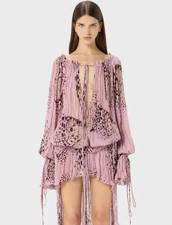 Blumarine Printed Pleated Georgette Blouse