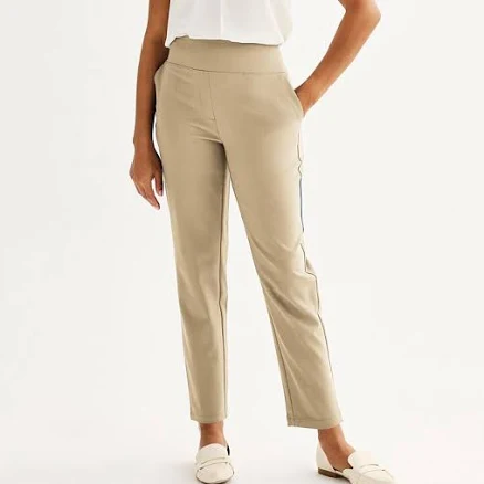 Women's Nine West Pull-On Straight Ankle Pants, Size: Small, Practical Beige