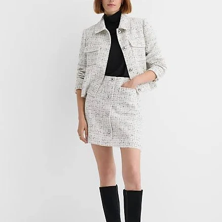 Loft Women's Tweed Mini Patch Pocket Skirt
