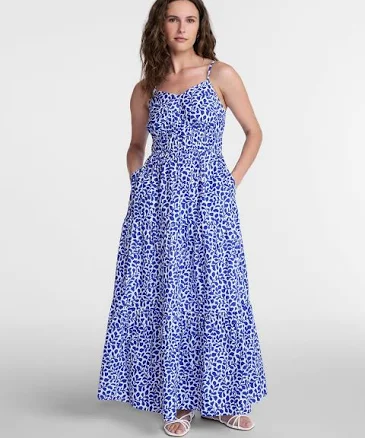 Time and Tru Women's Sleeveless Tiered Cotton Maxi Dress