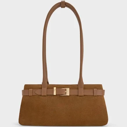 Charles & Keith Jody Suede Belted Shoulder Bag