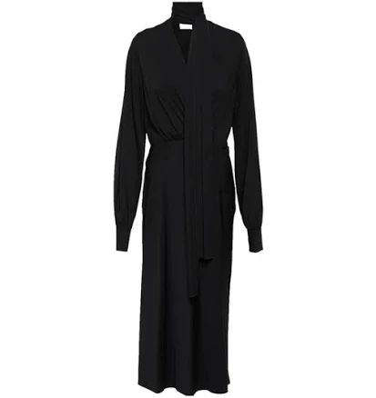 Sportmax Silk-blend Midi Dress with Attached Scarf