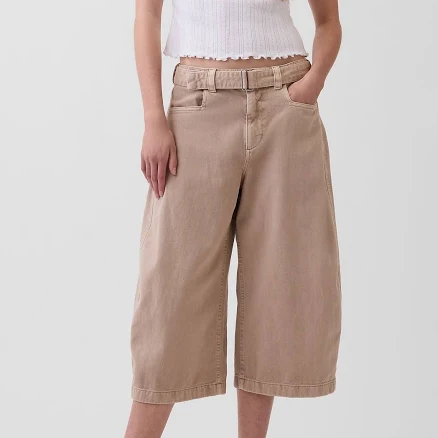 Gap Women's Mid Rise Belted Culotte Barrel Pants