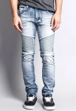 Men's Faded Skinny Biker Jeans