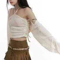 Shirred Halter and Bolero Cardigan Set CA426
