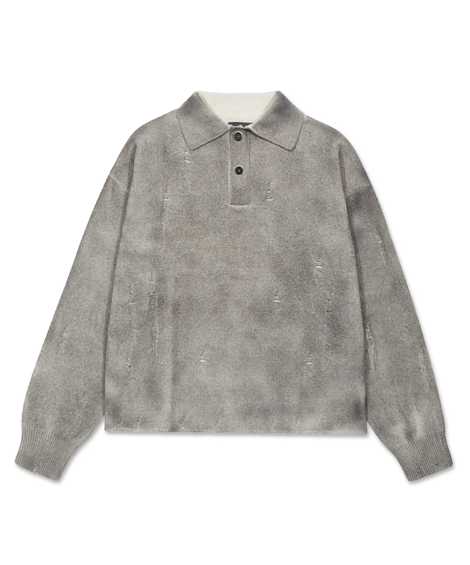 Spray Damage Polo Knitwear_Gray