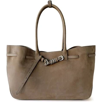 Retro Leather Belted Tote Bag