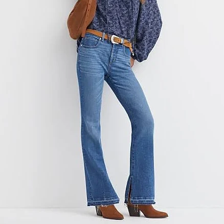 Loft Women's Split Unpicked Hem Mid Rise Boot Jeans
