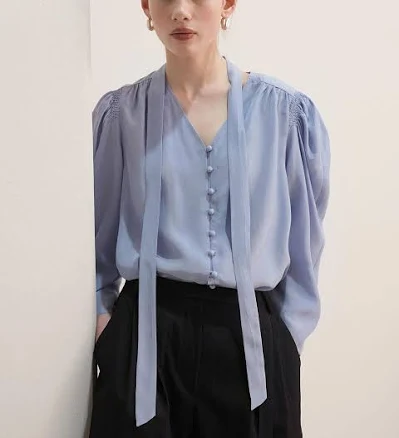On&on Puff Sleeve Tie Blouse