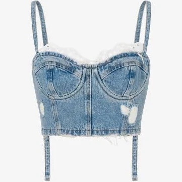 Moschino Jeans Cotton Denim Crop Top