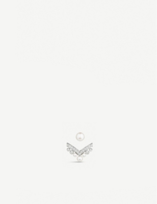 CHAUMET - Joséphine Aigrette 18ct white-gold, pearl and diamond single earring