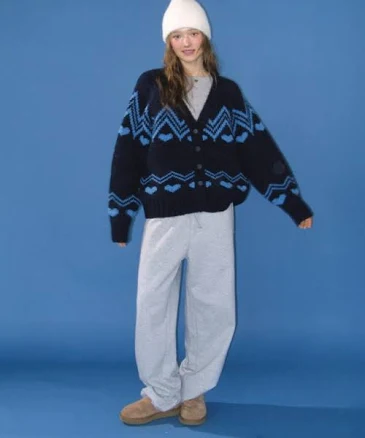 RONRON BACK HEART STITCH POCKET SWEAT JOGGER PANTS