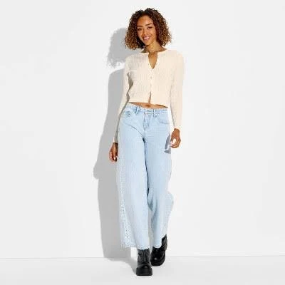Wild Fable Women's Crewneck Baby Cable Cardigan
