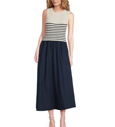 Skies Are Blue Striped Midi Dress