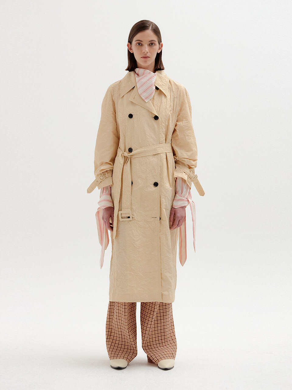 SEDIA Crinkled Trench Coat (Beige)